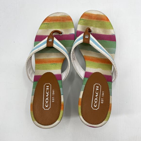 Coach Y2K Felicite Wedge Striped Sandal Flip Flops - Picture 4 of 6